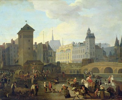 Quai de Gesvres, the Palais and Notre Dame Pump by Jacques Albert Senave